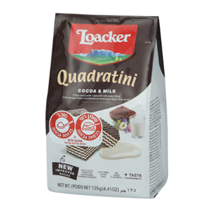 לואקר קואדרטיני וופל שוקו חלב 250 גרם