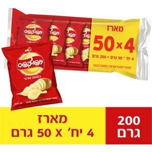 תפוצ'יפס טבעי - 4 יחידות של 50 גרם במארז