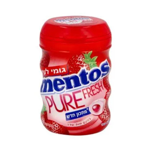 מסטיק מנטוס פיור פרש תות אדום – 6 יח' במארז, 4 מארזים בקרטון