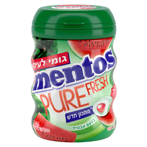 מסטיק מנטוס פיור פרש אבטיח ירוק אדום – 6 יח' במארז, 4 מארזים בקרטון