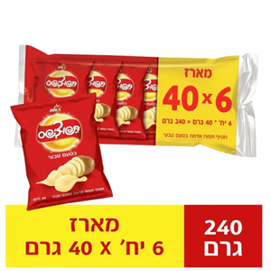 תפוצ'יפס טבעי - 6 יחידות של 40 גרם במארז