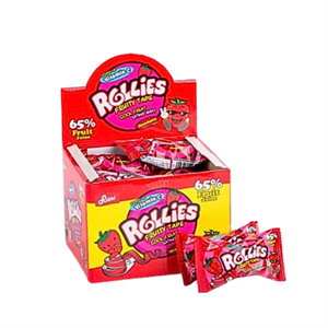 סוכריות רוליס תות אדום 65% מיץ פרי - 24 יחידות